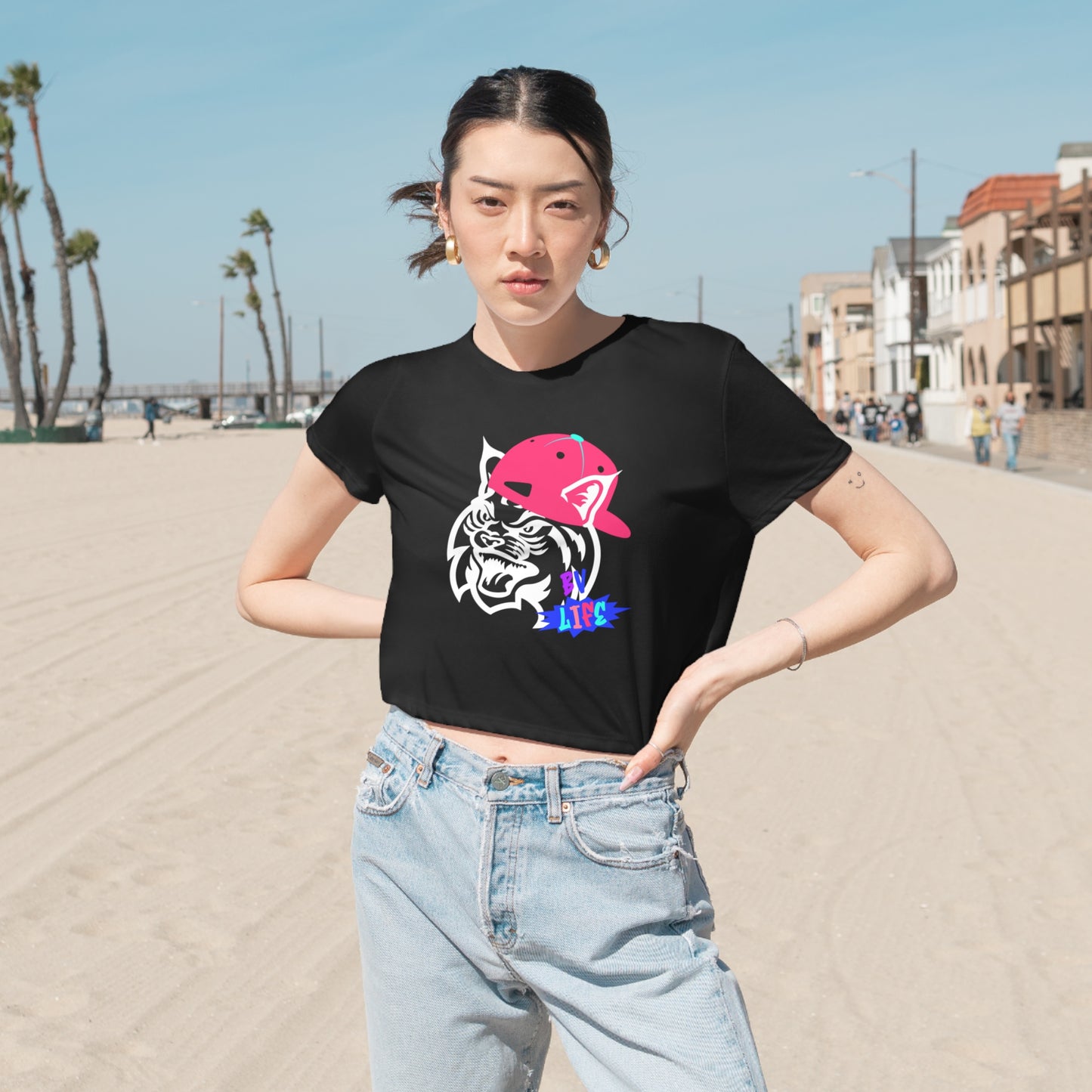 BV Life Cat Adult Cropped Tee