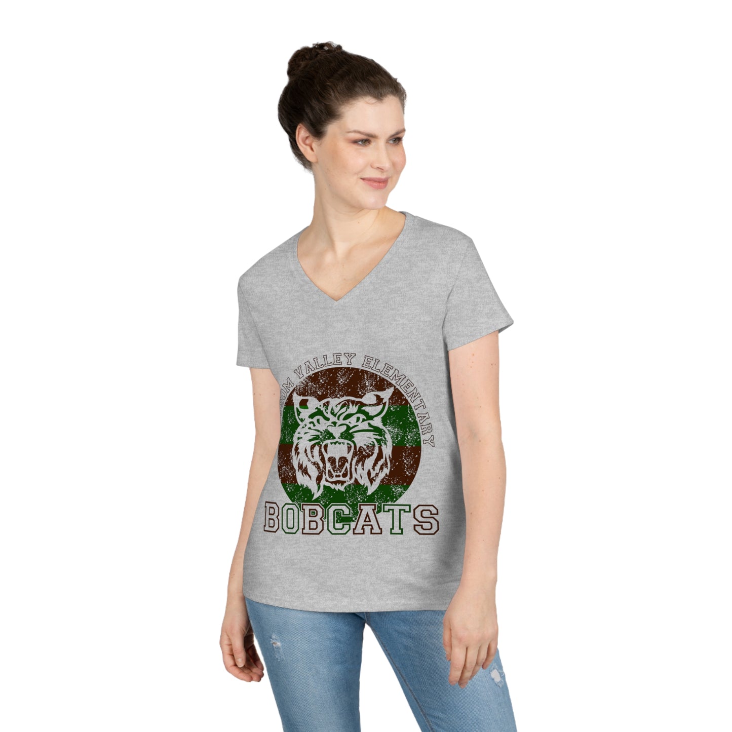 Bobcats Adult V-Neck T-Shirt