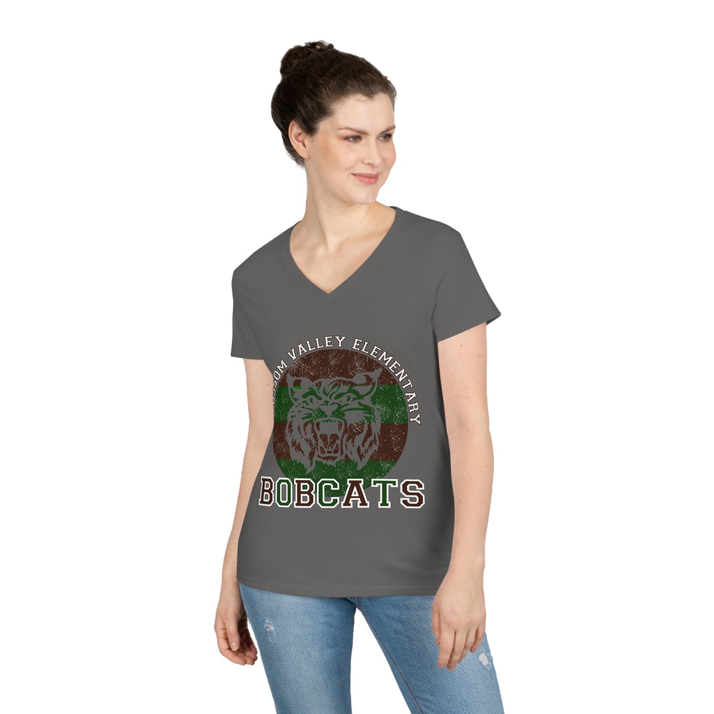 Bobcats Adult V-Neck T-Shirt