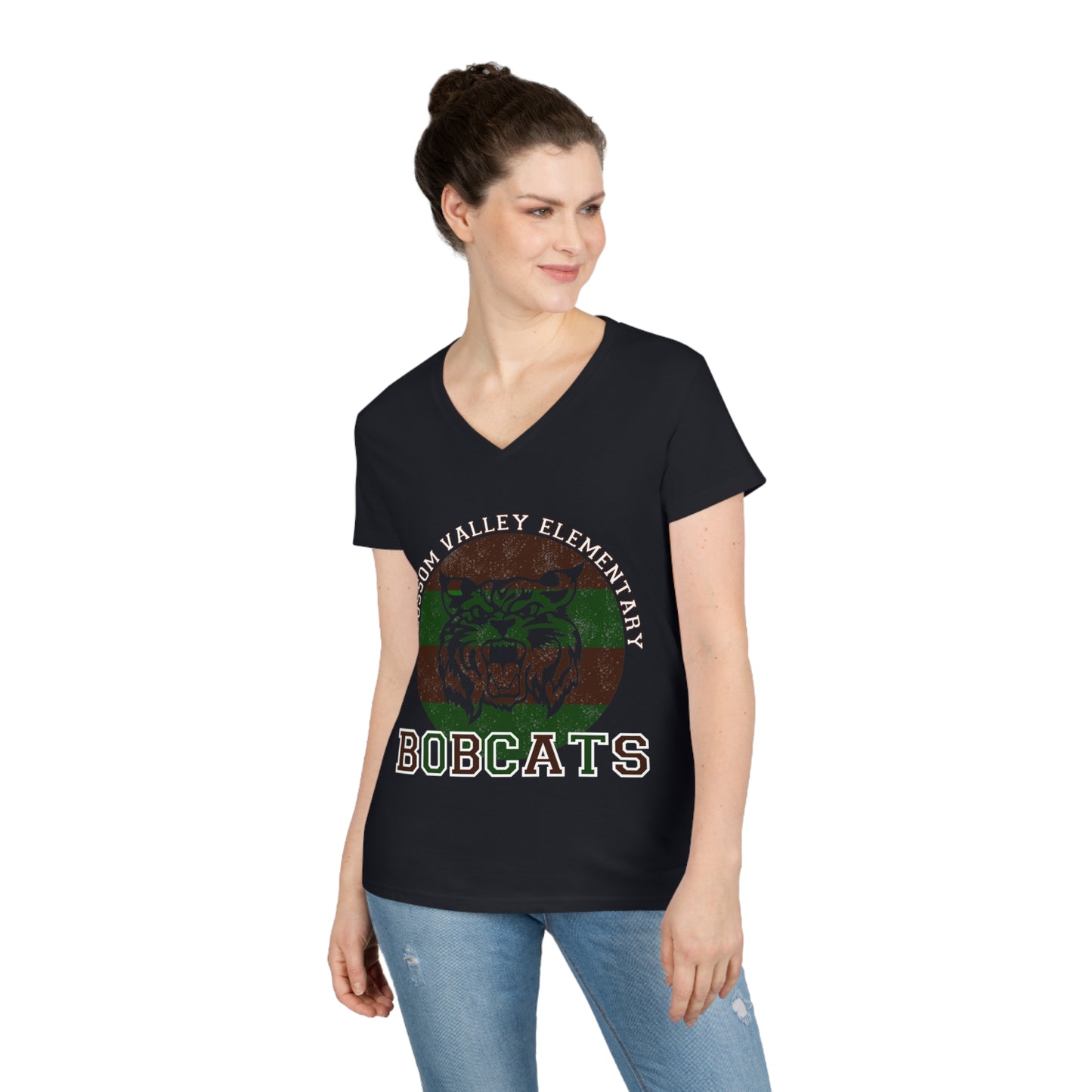 Bobcats Adult V-Neck T-Shirt