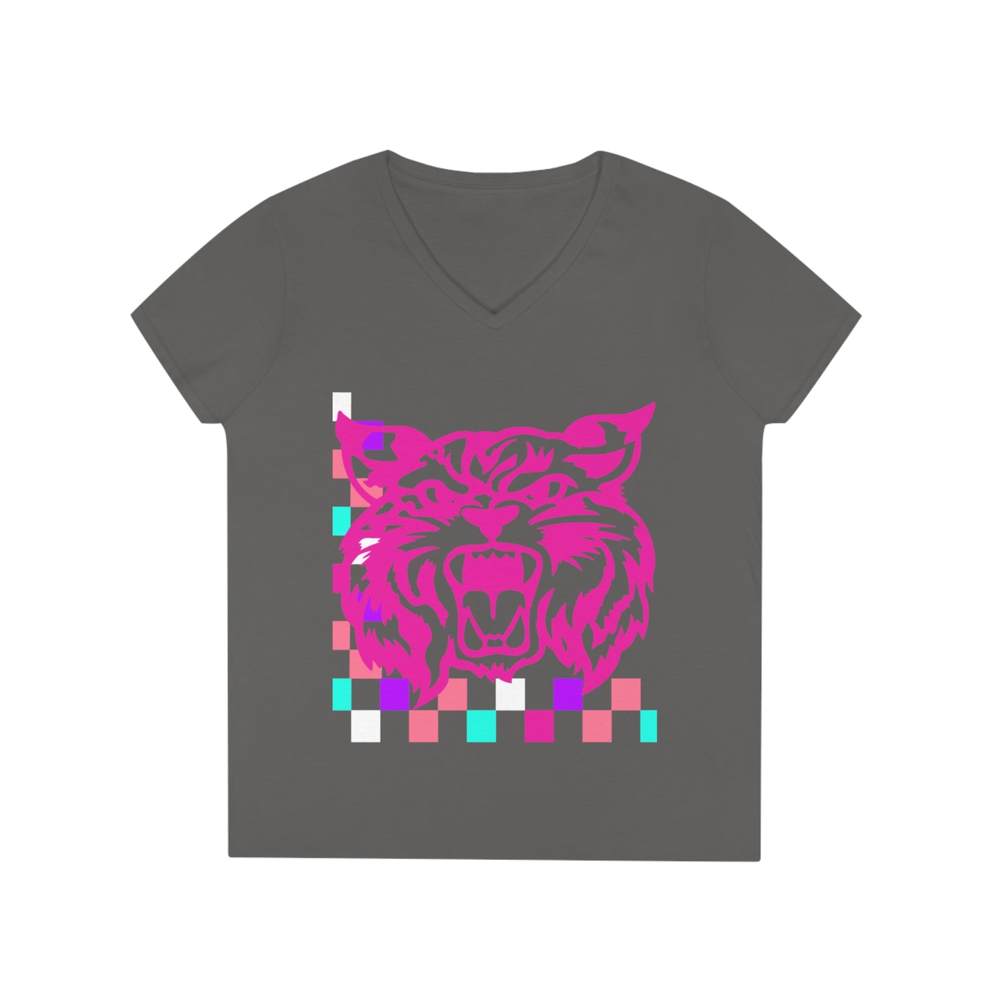 PTO Era Adult V-Neck T-Shirt (Pink Cat)