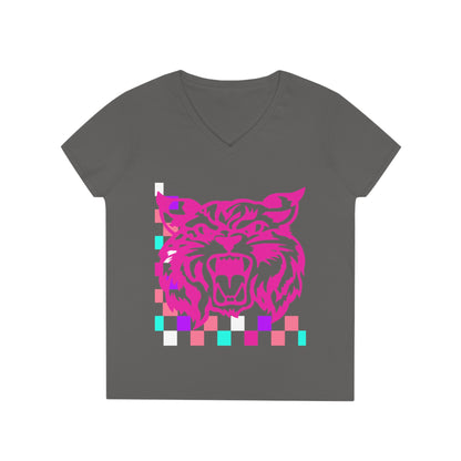 PTO Era Adult V-Neck T-Shirt (Pink Cat)