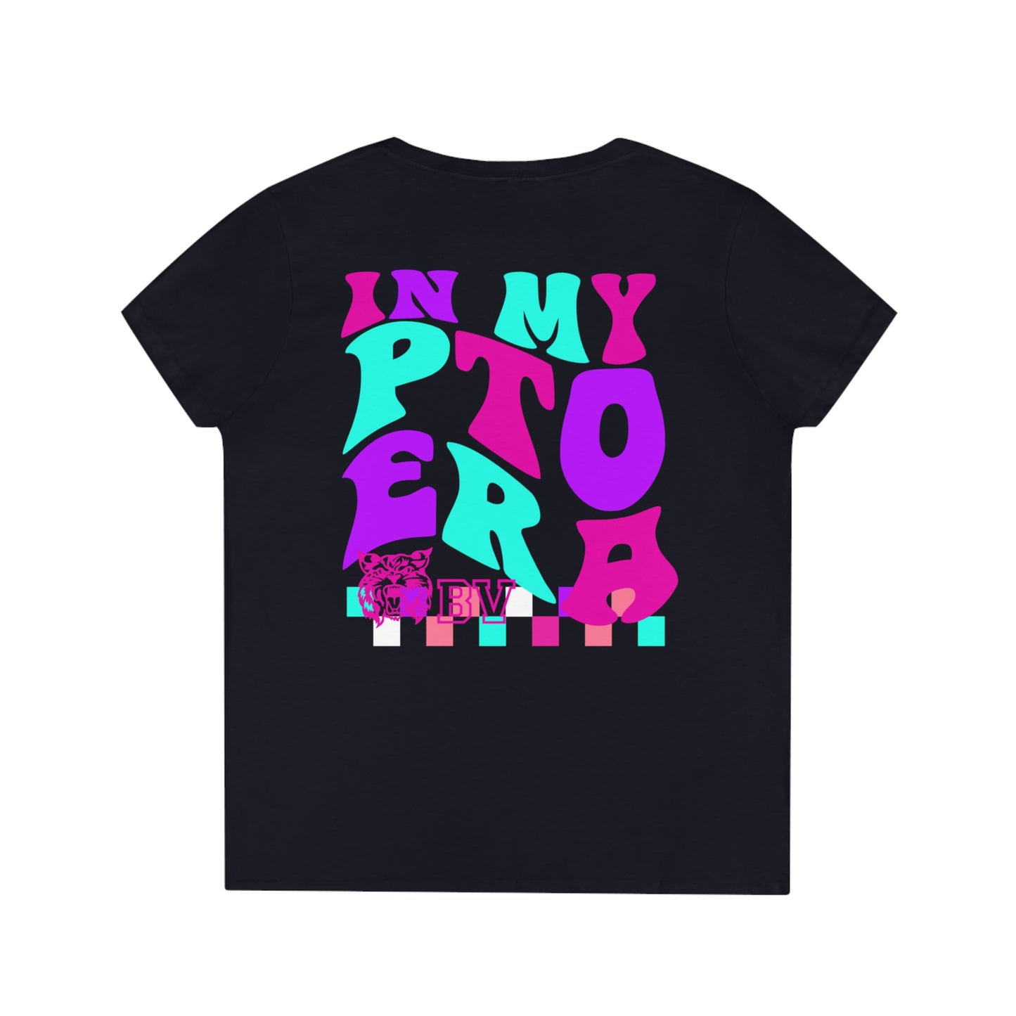 PTO Era Adult V-Neck T-Shirt (Pink Cat)