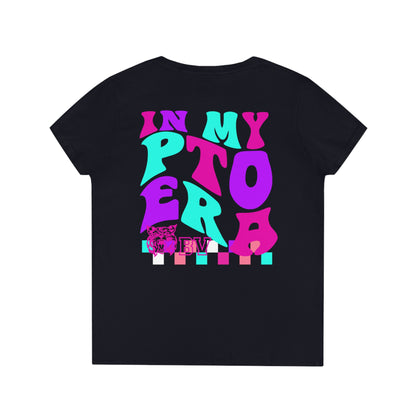 PTO Era Adult V-Neck T-Shirt (Pink Cat)