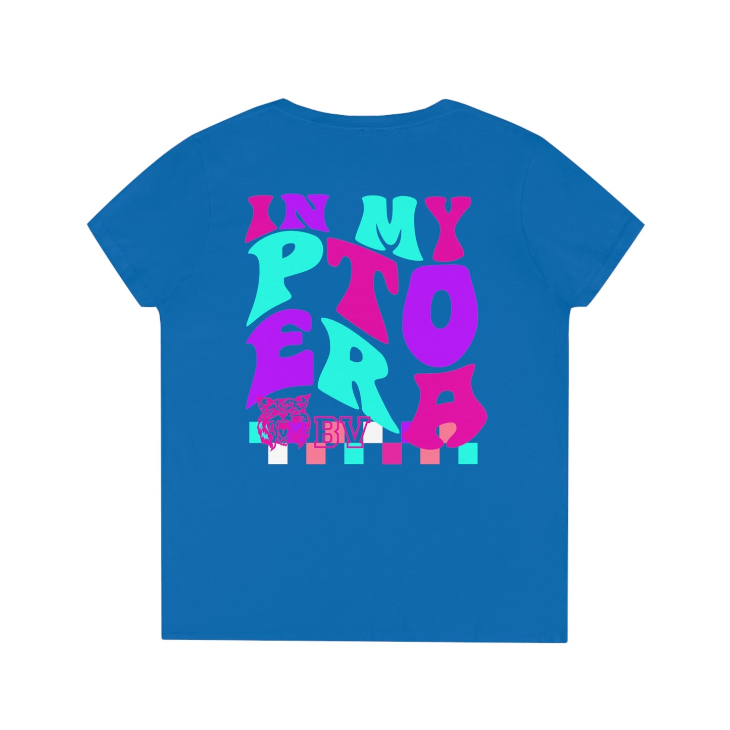 PTO Era Adult V-Neck T-Shirt (Pink Cat)
