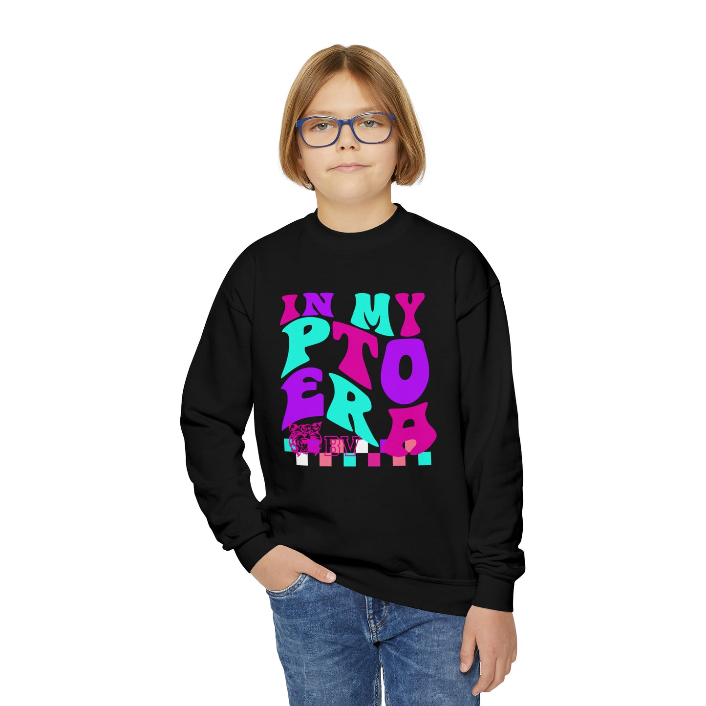 PTO Era Kids Crewneck Sweatshirt (Pink Logo)