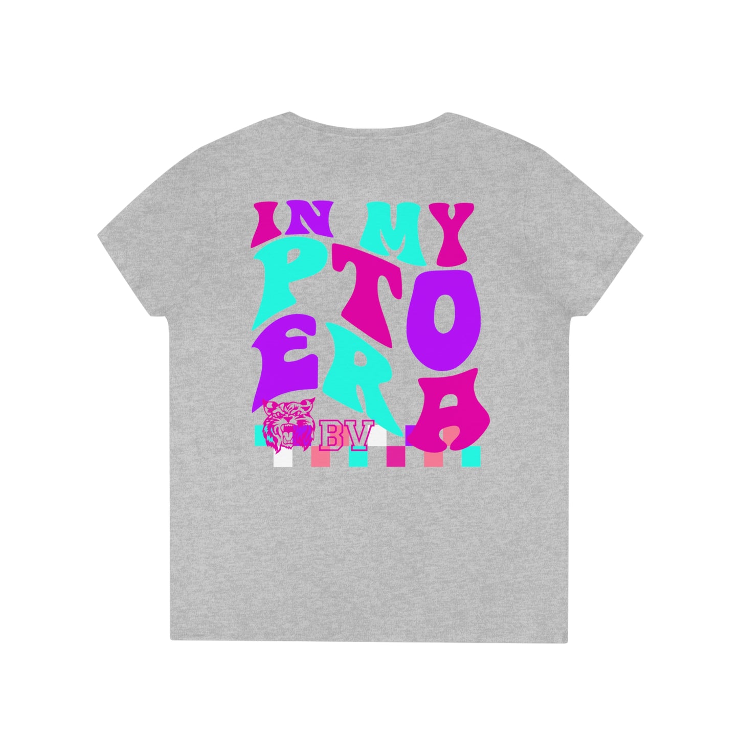 PTO Era Adult V-Neck T-Shirt (Pink Cat)
