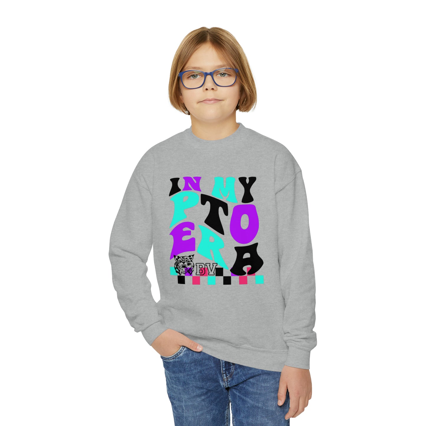 PTO Era Kids Crewneck Sweatshirt (Teal Logo)