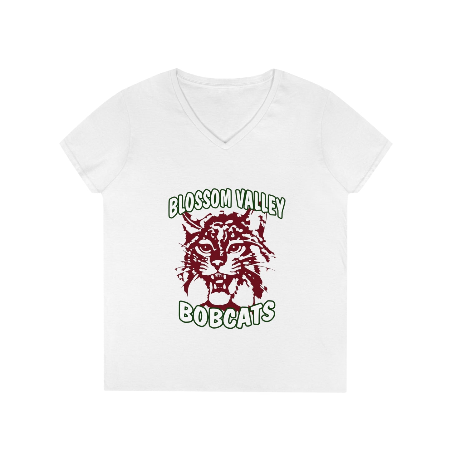 Olds School Bobcats Adult V-Neck T-Shirt