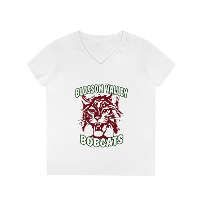 Olds School Bobcats Adult V-Neck T-Shirt