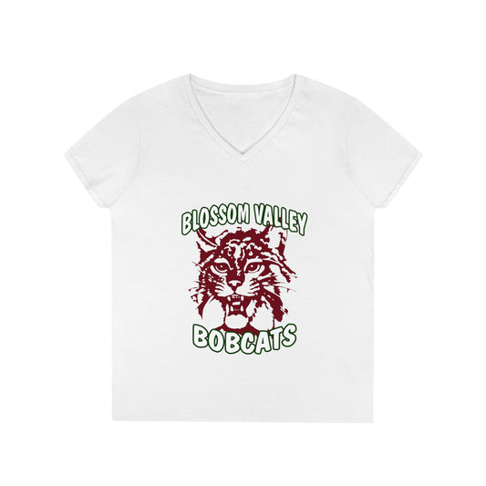 Olds School Bobcats Adult V-Neck T-Shirt