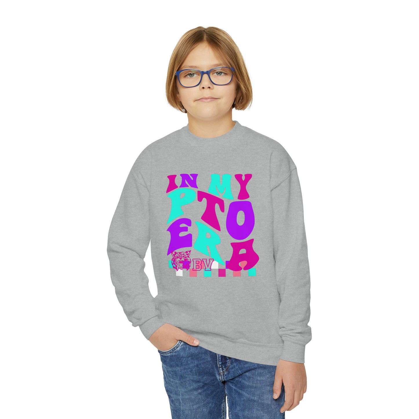 PTO Era Kids Crewneck Sweatshirt (Pink Logo)