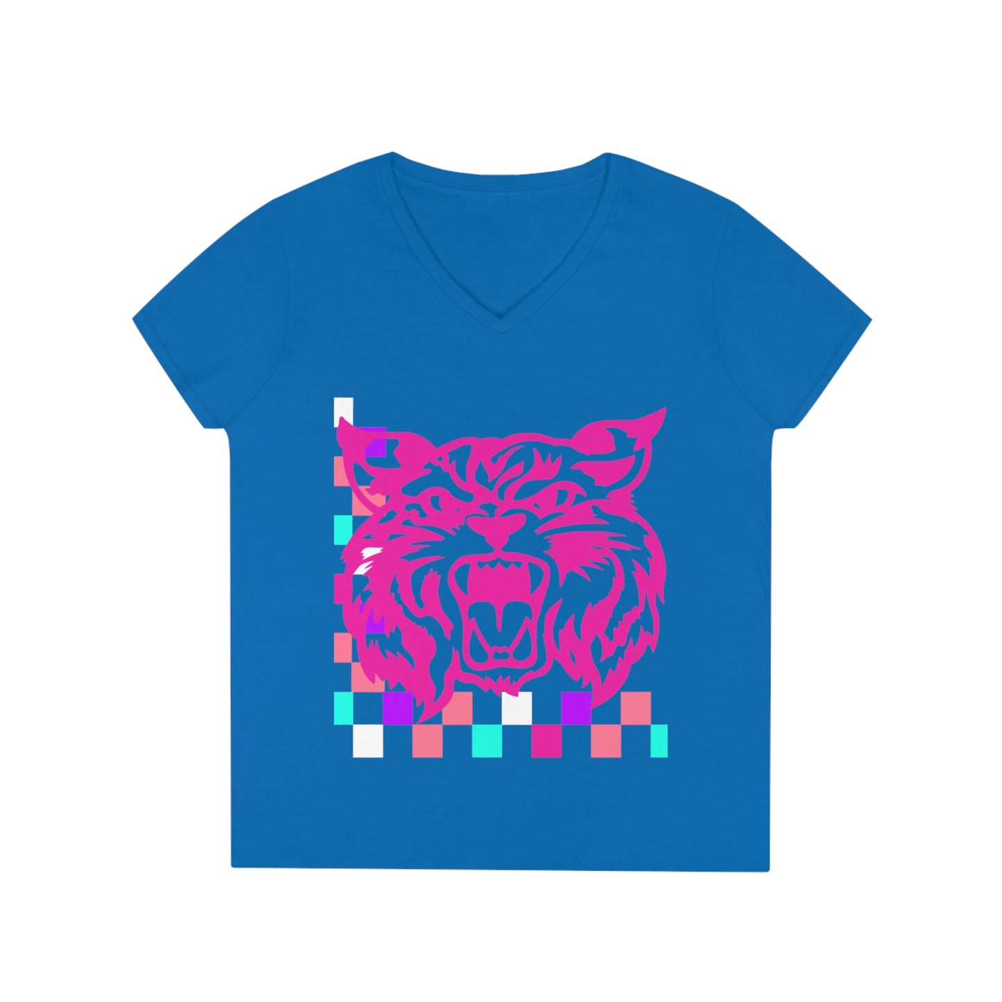 PTO Era Adult V-Neck T-Shirt (Pink Cat)