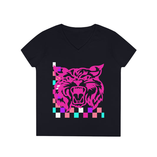 PTO Era Adult V-Neck T-Shirt (Pink Cat)