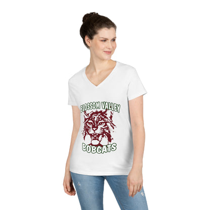 Olds School Bobcats Adult V-Neck T-Shirt