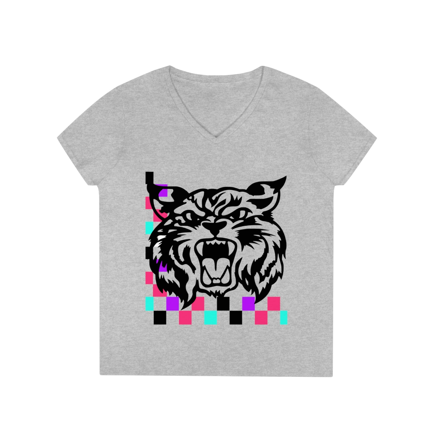 PTO Era Adult V-Neck T-Shirt (Black Cat)