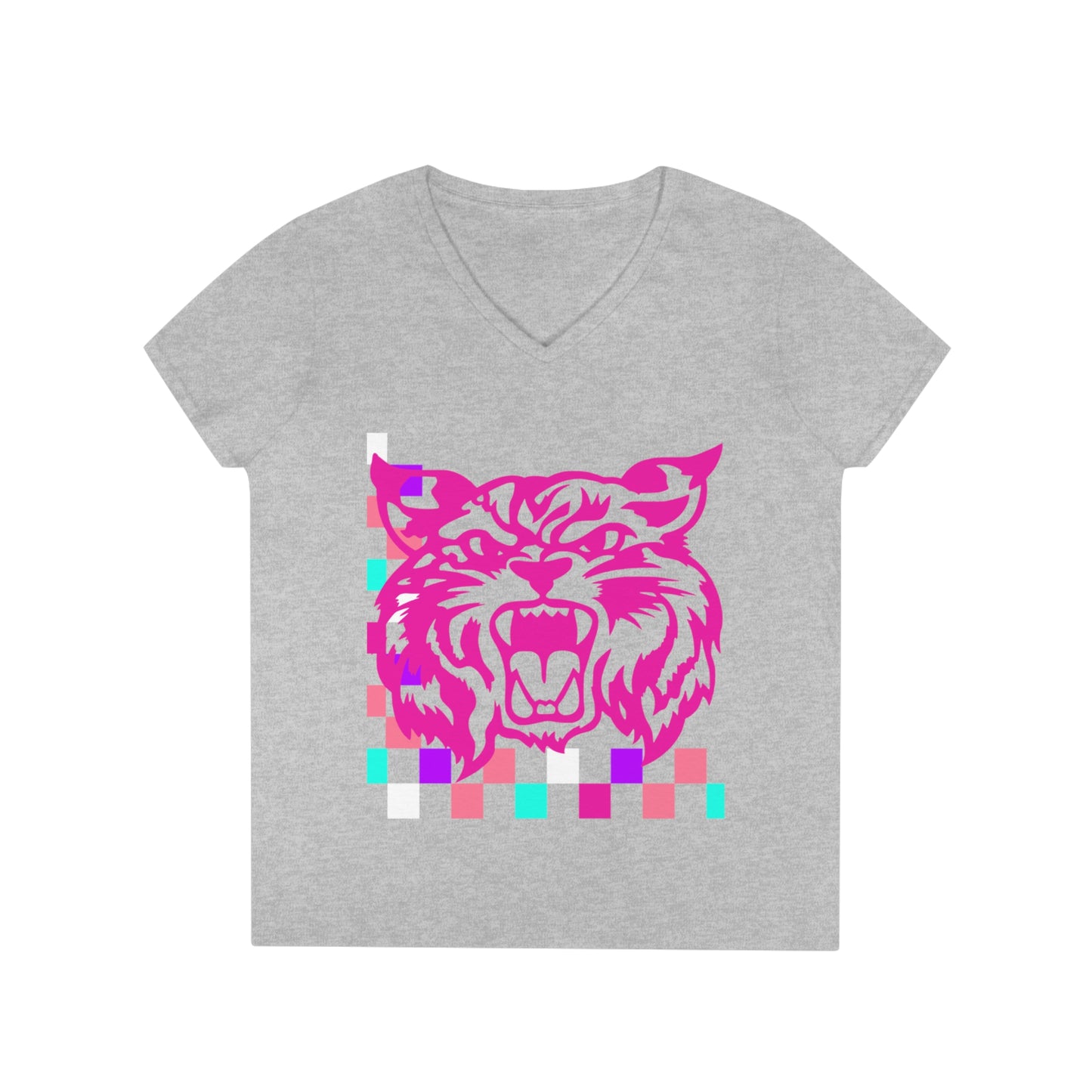 PTO Era Adult V-Neck T-Shirt (Pink Cat)